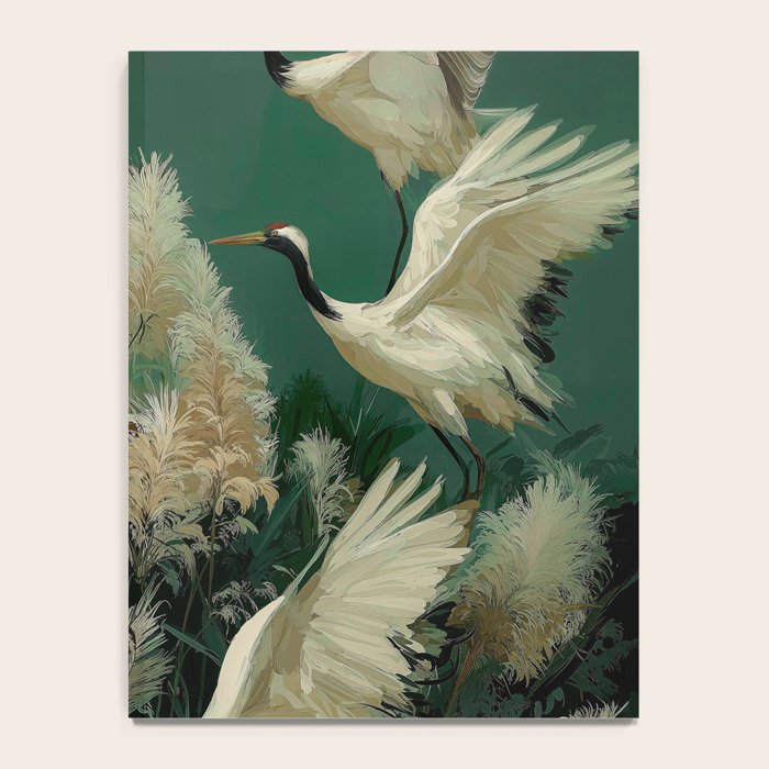 Japanese Poster Heron chinoiserie Print Bird Wall Art asian Japandi Wall Art sage green Painting Notebook Gallery Image 4