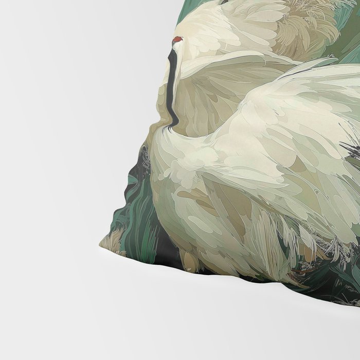 Japanese Poster Heron chinoiserie Print Bird Wall Art asian Japandi Wall Art sage green Painting Pillow Sham Gallery Image 4