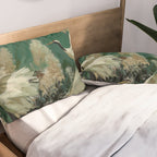 Japanese Poster Heron chinoiserie Print Bird Wall Art asian Japandi Wall Art sage green Painting Pillow Sham Gallery Image 2