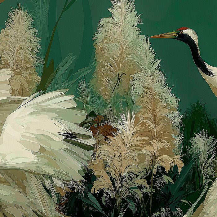 Japanese Poster Heron chinoiserie Print Bird Wall Art asian Japandi Wall Art sage green Painting Coffee Mug Gallery Image 2
