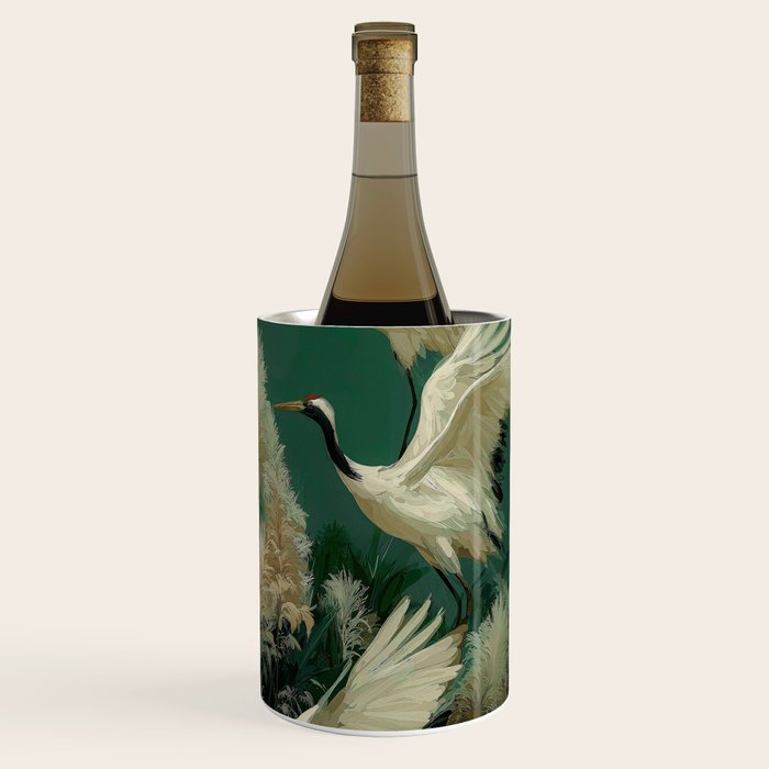 Japanese Poster Heron chinoiserie Print Bird Wall Art asian Japandi Wall Art sage green Painting Wine Chiller Gallery Image 3