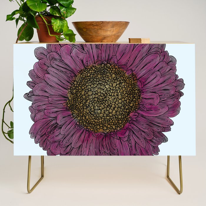 Pink Flower Drawing/ Illustration Credenza Gallery Image 1