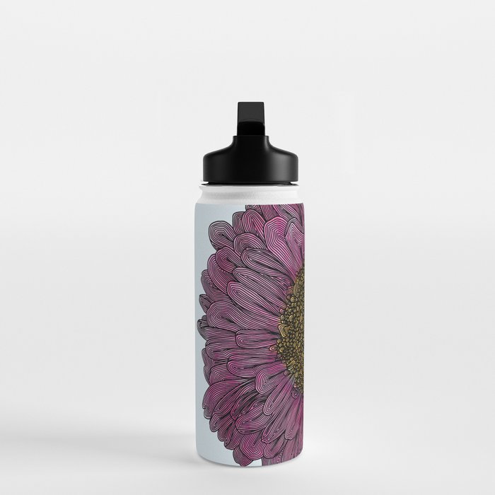 Pink Flower Drawing/ Illustration Water Bottle Gallery Image 3
