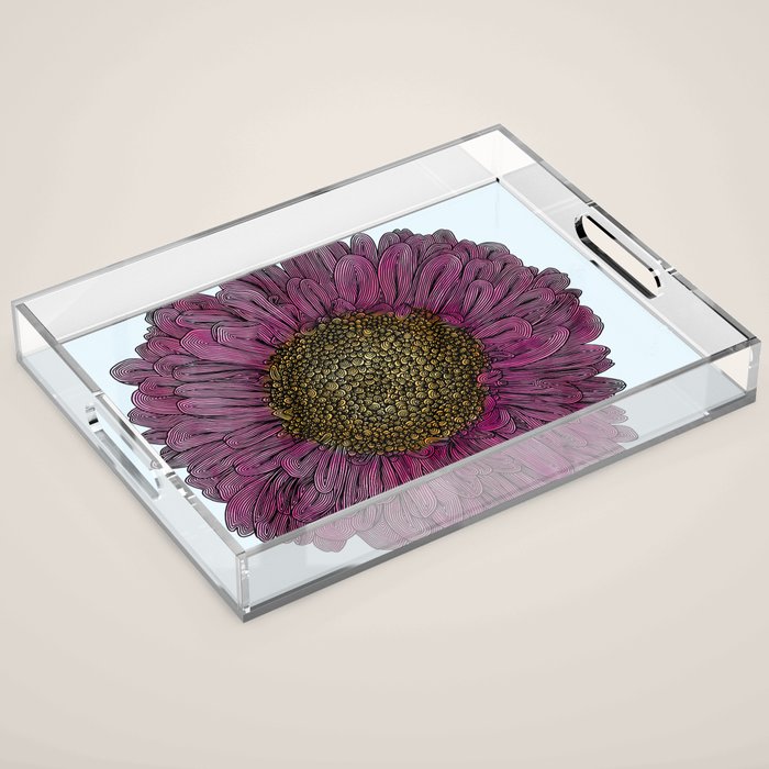 Pink Flower Drawing/ Illustration Acrylic Tray Gallery Image 1