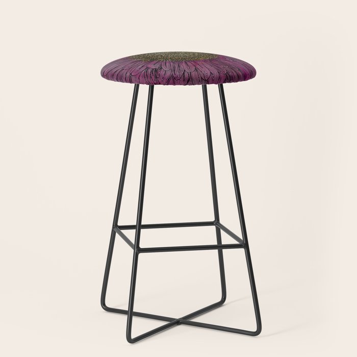 Pink Flower Drawing/ Illustration Stool Gallery Image 1