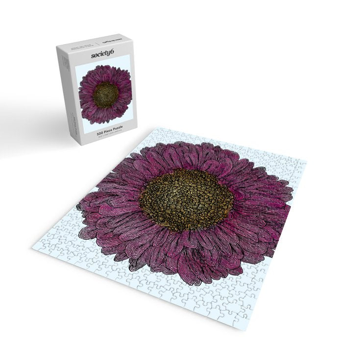 Pink Flower Drawing/ Illustration Jigsaw Puzzle Gallery Image 2