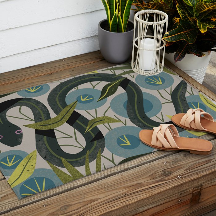 Floral Snake Outdoor Rug Gallery Image 2