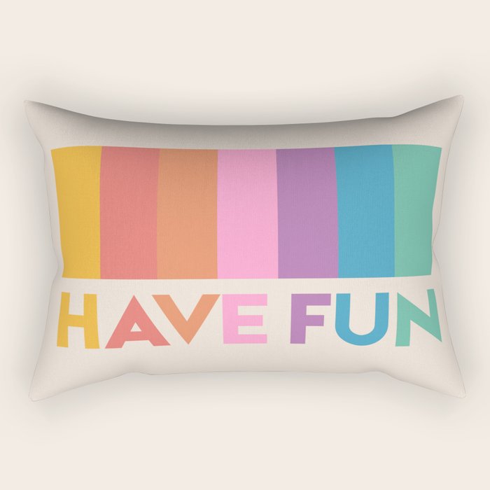Vintage Rainbow Have Fun Text Rectangular Pillow Gallery Image 2