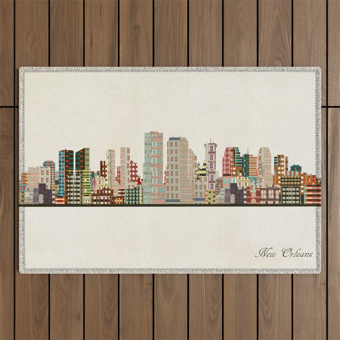 new orleans skyline Outdoor Rug Gallery Image 1