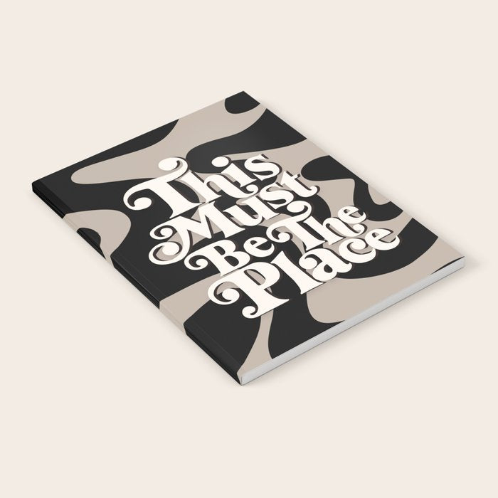 This Must Be The Place - 70s, Vintage, Retro, Abstract Pattern (Black & Beige) Notebook Gallery Image 1