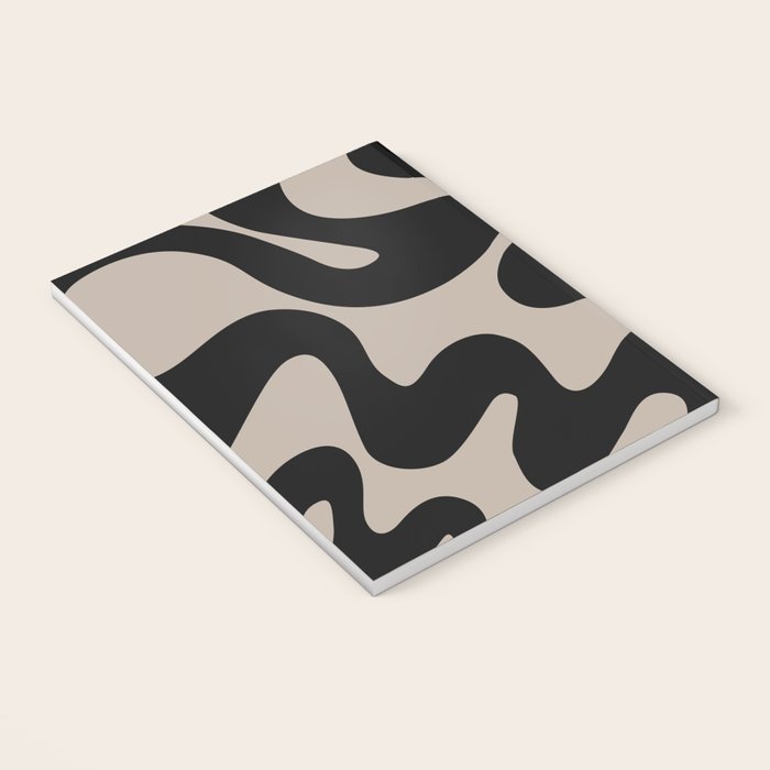 This Must Be The Place - 70s, Vintage, Retro, Abstract Pattern (Black & Beige) Notebook Gallery Image 3