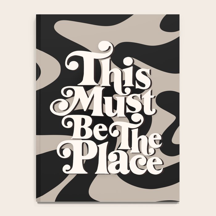 This Must Be The Place - 70s, Vintage, Retro, Abstract Pattern (Black & Beige) Notebook Gallery Image 4