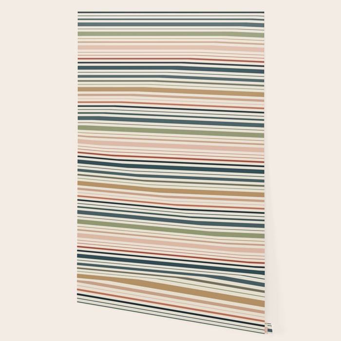 Green Boho Stripes Wallpaper Gallery Image 2