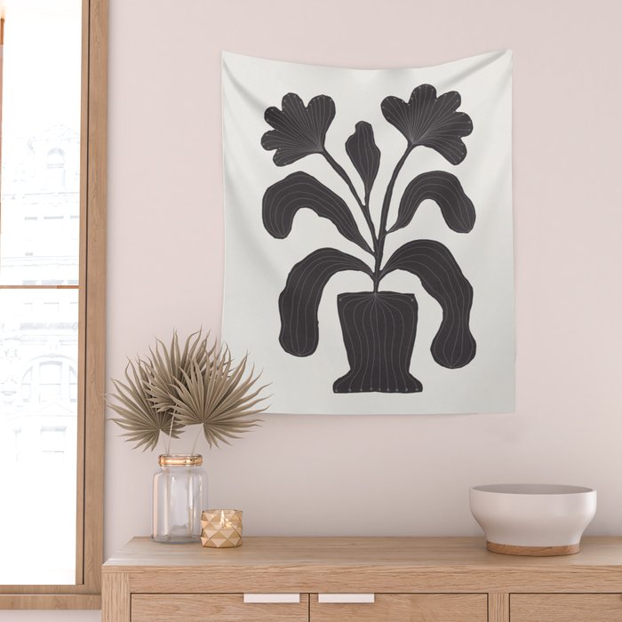 Linocut Flowers #2 Wall Tapestry Gallery Image 2