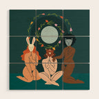 Spring Ritual // Women with animal masks Wood Wall Art Gallery Image 1