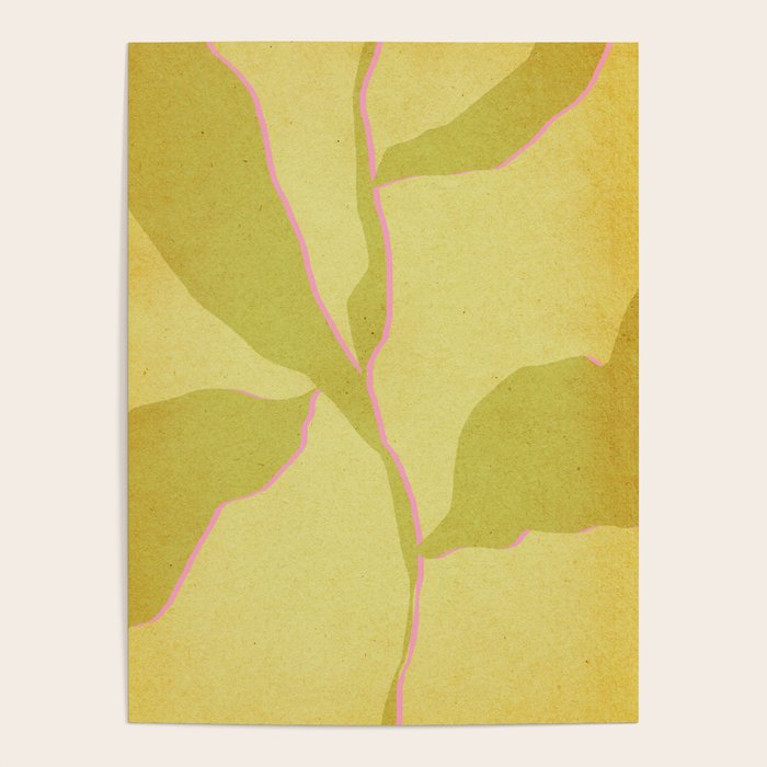 Green and pink botanical abstract Poster Gallery Image 1