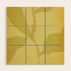 Green and pink botanical abstract Wood Wall Art Gallery Image 1