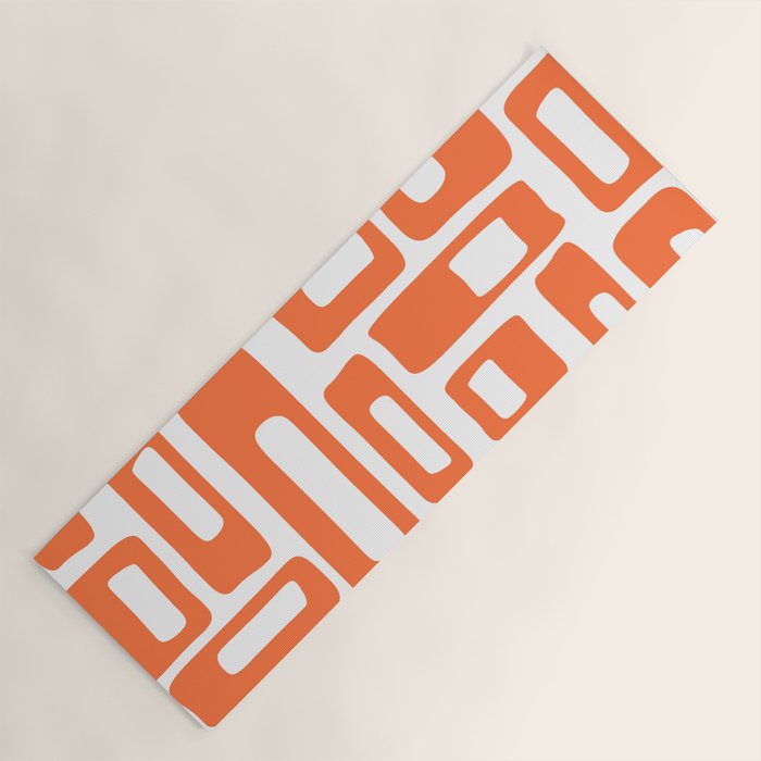 Retro Mid Century Modern Abstract Pattern 336 Orange Yoga Mat Gallery Image 1
