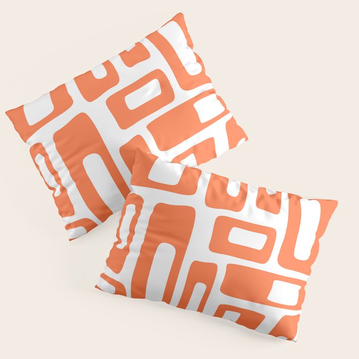Retro Mid Century Modern Abstract Pattern 336 Orange Pillow Sham Gallery Image 3