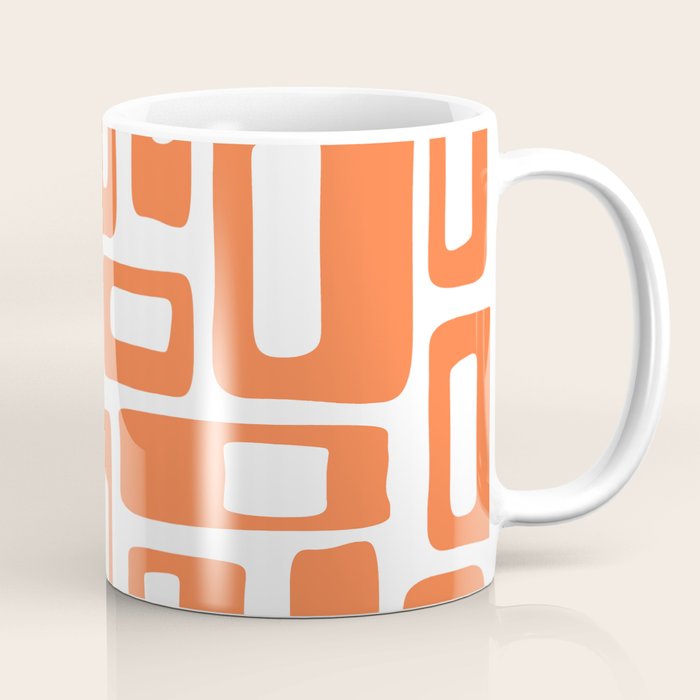 Retro Mid Century Modern Abstract Pattern 336 Orange Coffee Mug Gallery Image 1