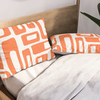 Retro Mid Century Modern Abstract Pattern 336 Orange Pillow Sham Gallery Image 2