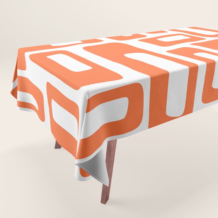 Retro Mid Century Modern Abstract Pattern 336 Orange Tablecloth Gallery Image 1