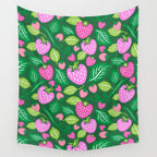 Strawberry Fields - Pink and Green Wall Tapestry Gallery Image 4