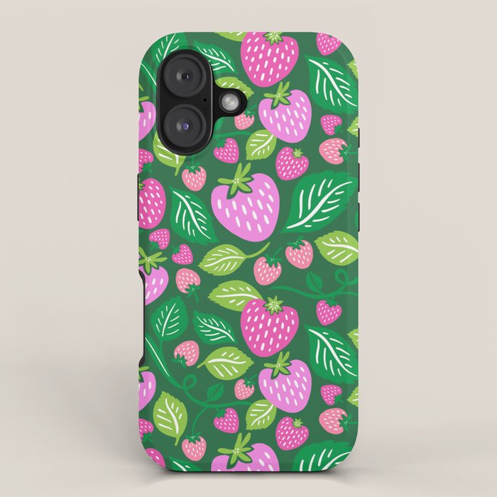 Strawberry Fields - Pink and Green iPhone Case Gallery Image 1