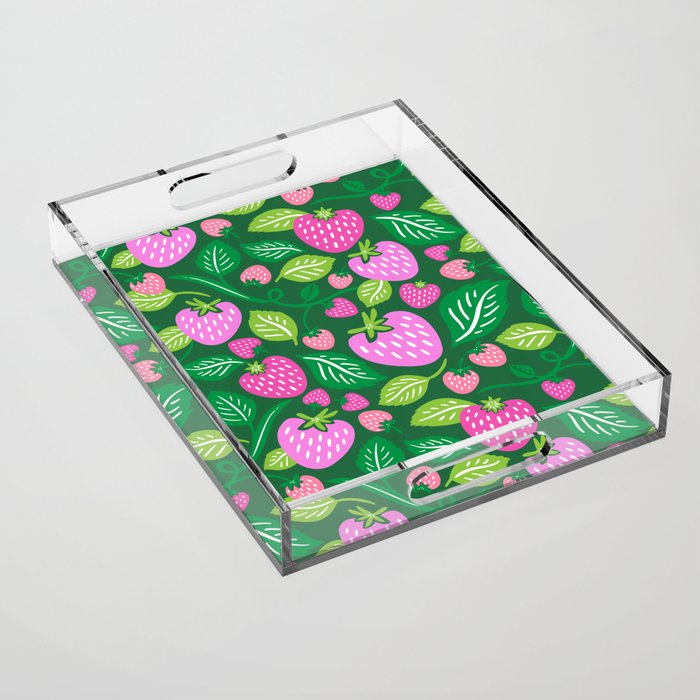 Strawberry Fields - Pink and Green Acrylic Tray Gallery Image 1