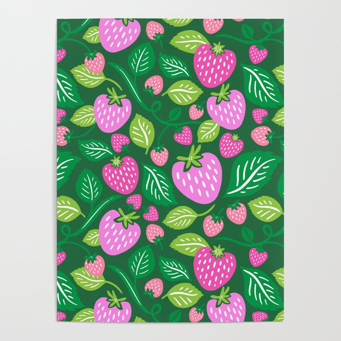 Strawberry Fields - Pink and Green Poster Gallery Image 4