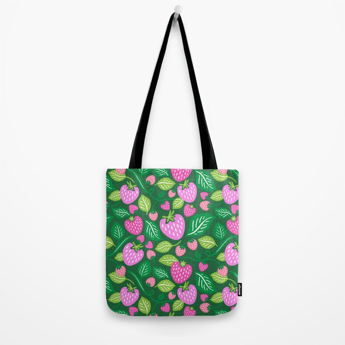 Strawberry Fields - Pink and Green Tote Bag Gallery Image 2