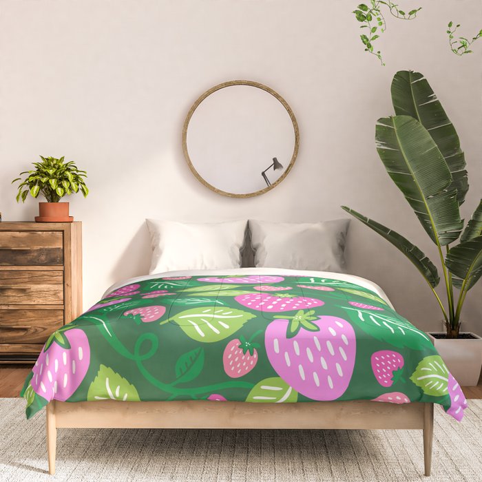 Strawberry Fields - Pink and Green Comforter Gallery Image 3