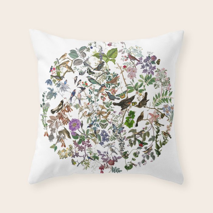 bird menagerie Throw Pillow Gallery Image 6