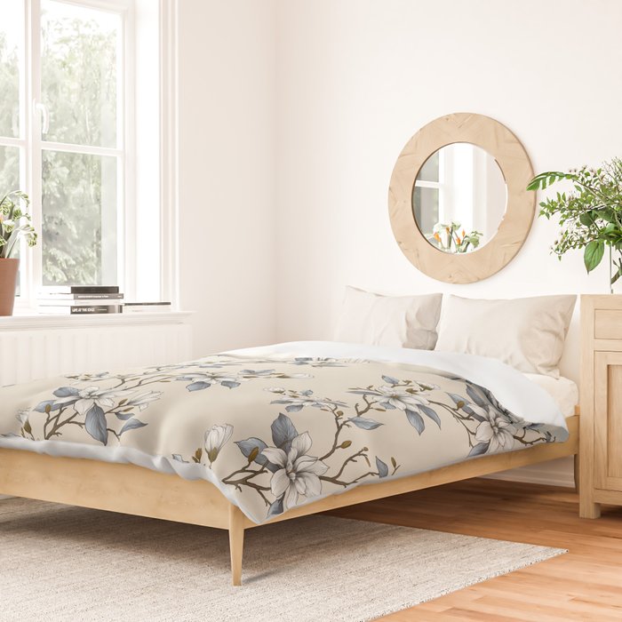 Elegant branch of white magnolia Duvet Cover Gallery Image 2