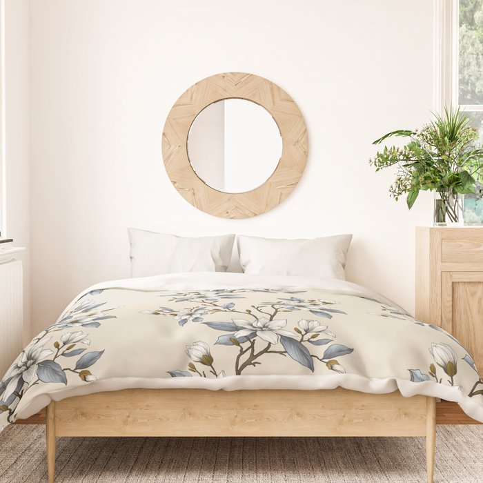 Elegant branch of white magnolia Duvet Cover Gallery Image 3
