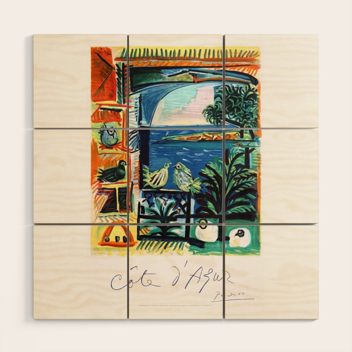 1962 Picasso COTE D'AZUR French Riviera Travel Poster Wood Wall Art Gallery Image 1