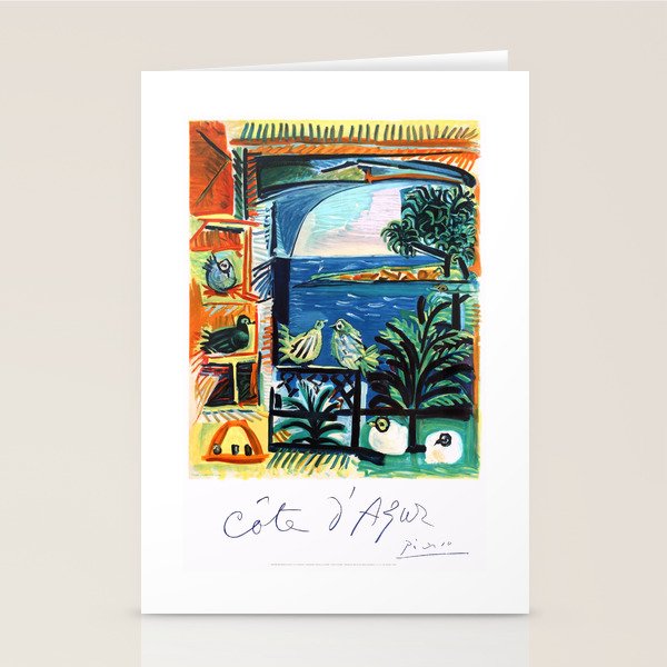 1962 Picasso COTE D'AZUR French Riviera Travel Poster Stationery Card Gallery Image 2