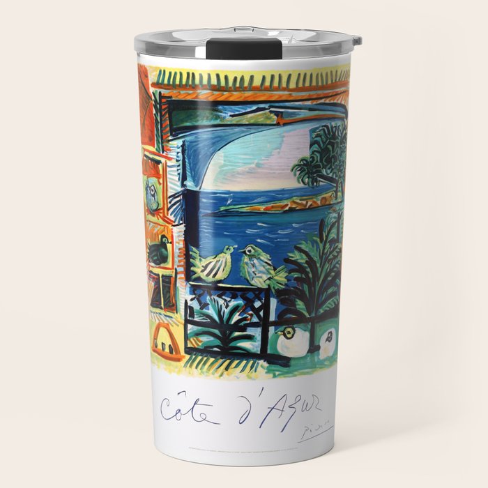 1962 Picasso COTE D'AZUR French Riviera Travel Poster Travel Mug Gallery Image 1