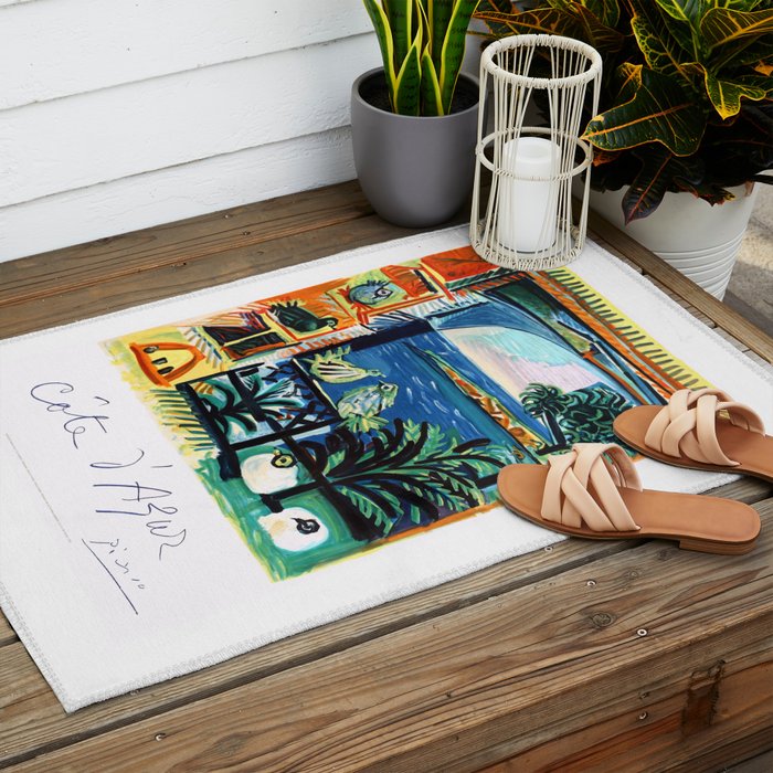1962 Picasso COTE D'AZUR French Riviera Travel Poster Outdoor Rug Gallery Image 2