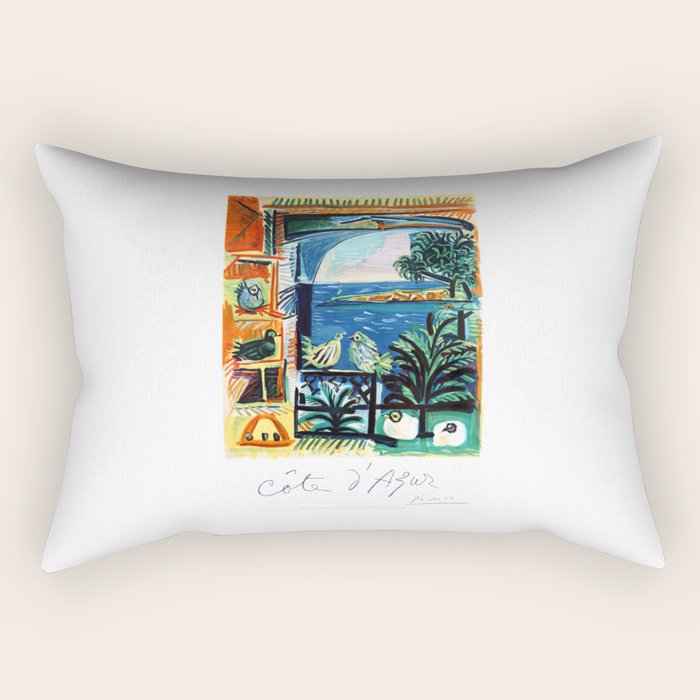 1962 Picasso COTE D'AZUR French Riviera Travel Poster Rectangular Pillow Gallery Image 1