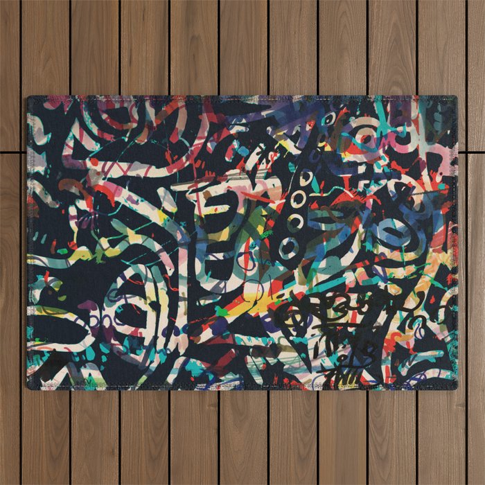 Graffiti Abstract Art Spray Paint Outdoor Rug Gallery Image 1