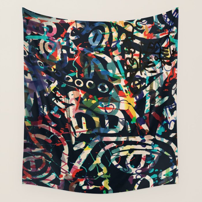 Graffiti Abstract Art Spray Paint Wall Tapestry Gallery Image 1