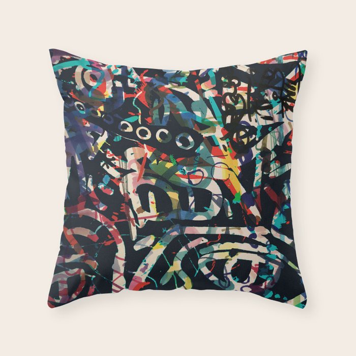 Graffiti Abstract Art Spray Paint Throw Pillow Gallery Image 6