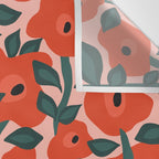 Charming vintage orange poppies flower bed Wall Tapestry Gallery Image 3