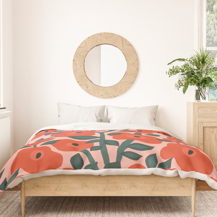 Charming vintage orange poppies flower bed Duvet Cover Gallery Image 3