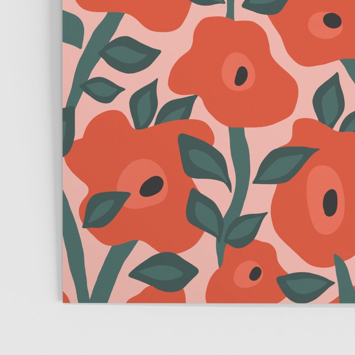 Charming vintage orange poppies flower bed Poster Gallery Image 3