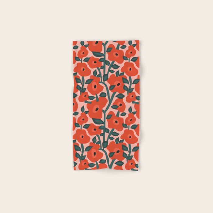 Charming vintage orange poppies flower bed Bath Towel Gallery Image 1