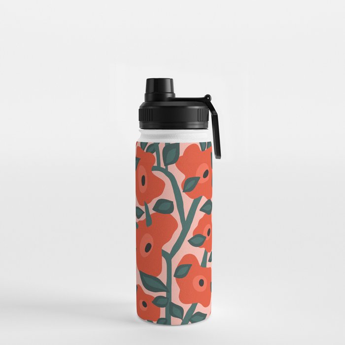 Charming vintage orange poppies flower bed Water Bottle Gallery Image 2