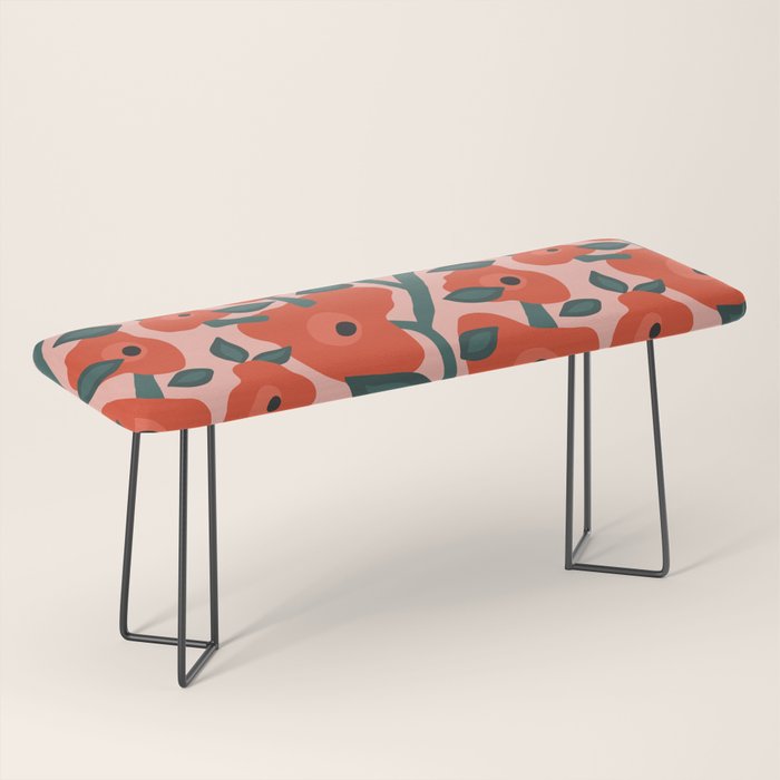 Charming vintage orange poppies flower bed Bench Gallery Image 1