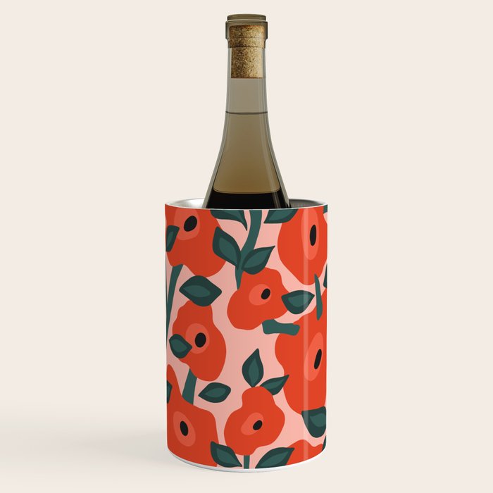 Charming vintage orange poppies flower bed Wine Chiller Gallery Image 2